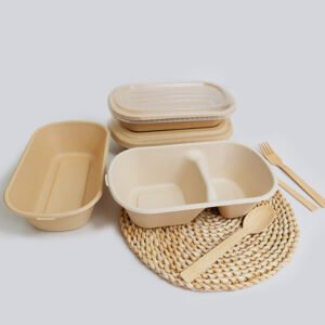 disposable bamboo fiber meal box and bowl, picnic box packaged meal box