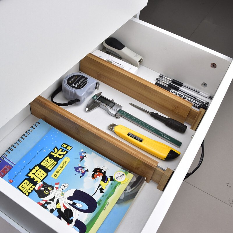 bamboo drawer divider household goods storage organization partition board can be extended and adjusted