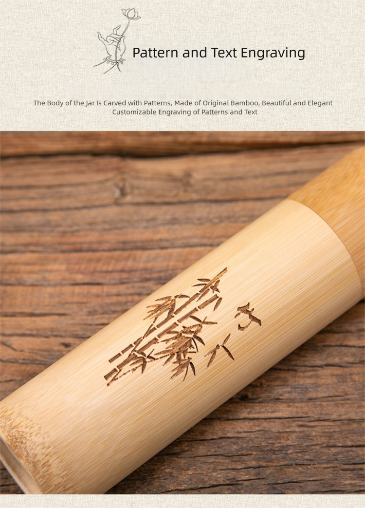 carved bamboo tube with lid can be used for storing tea or toothbrushes, etc