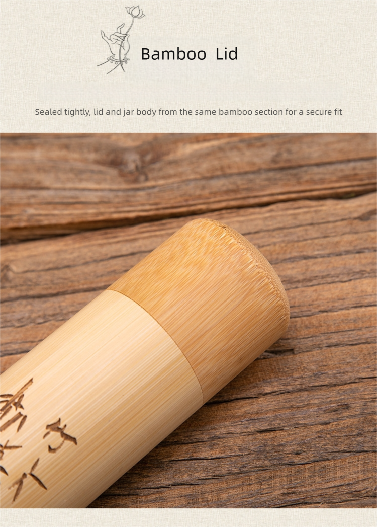 carved bamboo tube with lid can be used for storing tea or toothbrushes, etc