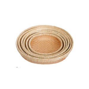 Home bamboo woven basket, fruit and vegetable storage basket, dustpan, handmade bamboo product, round perforated woven basket