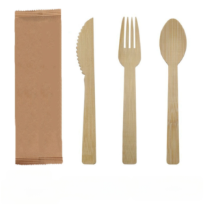 Home bamboo cutlery sets 100 pack (50 forks, 25 spoons, 25 knives)