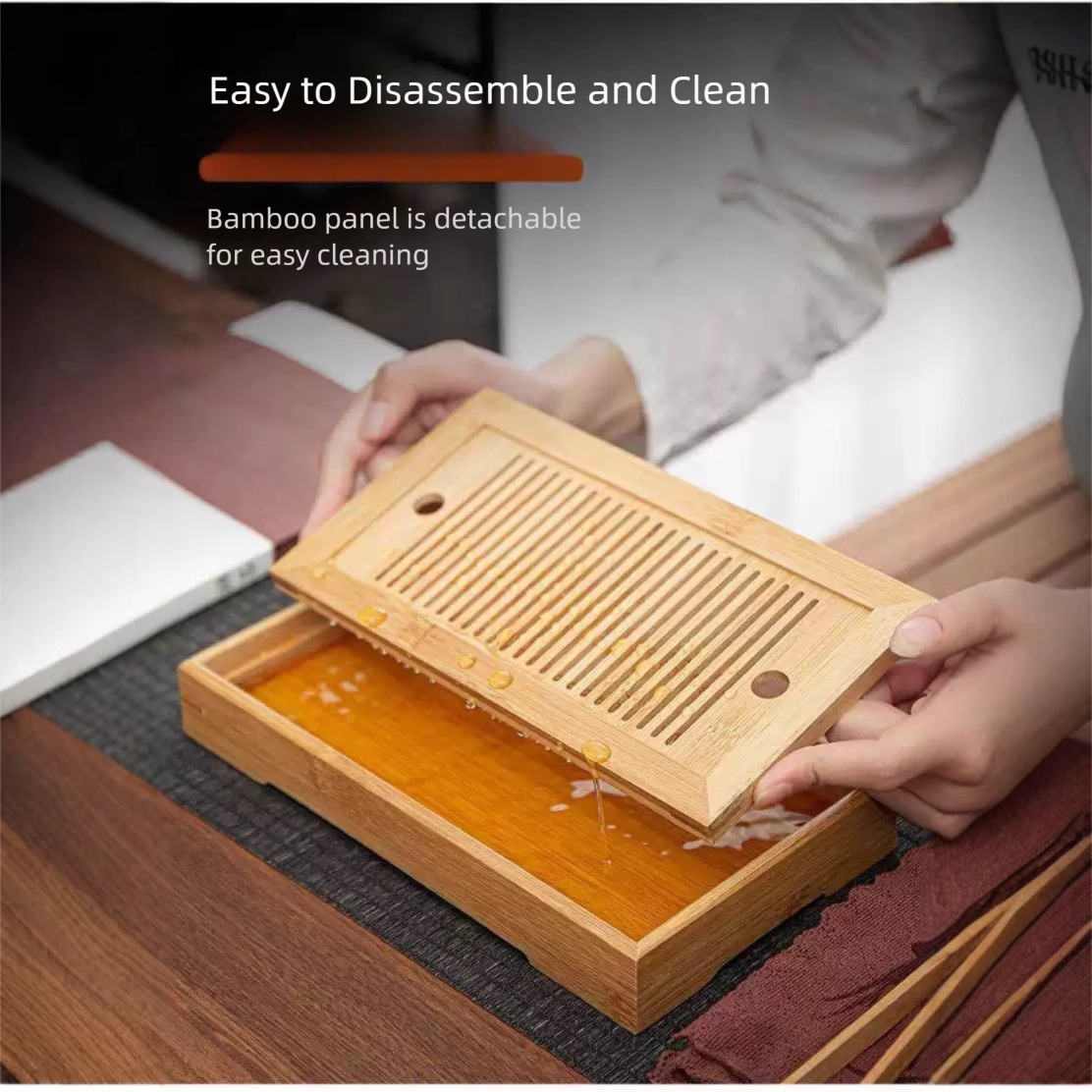 bamboo small tea tray rectangular household water storage tray bamboo small tea tray rectangular household water storage tray