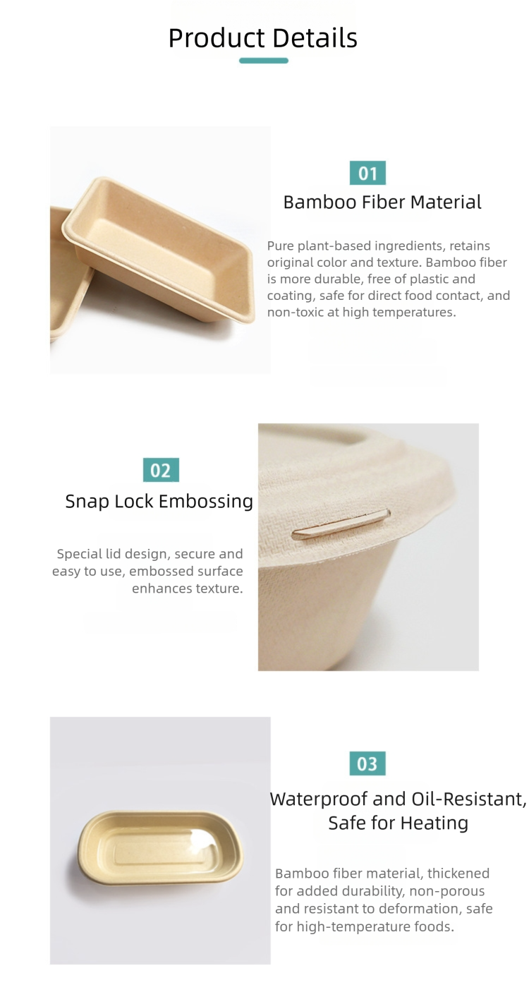 disposable bamboo fiber meal box and bowl, picnic box packaged meal box