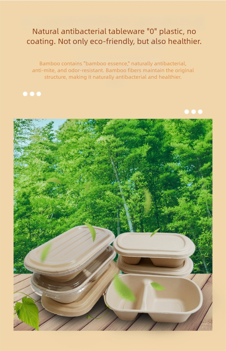 disposable bamboo fiber meal box and bowl, picnic box packaged meal box