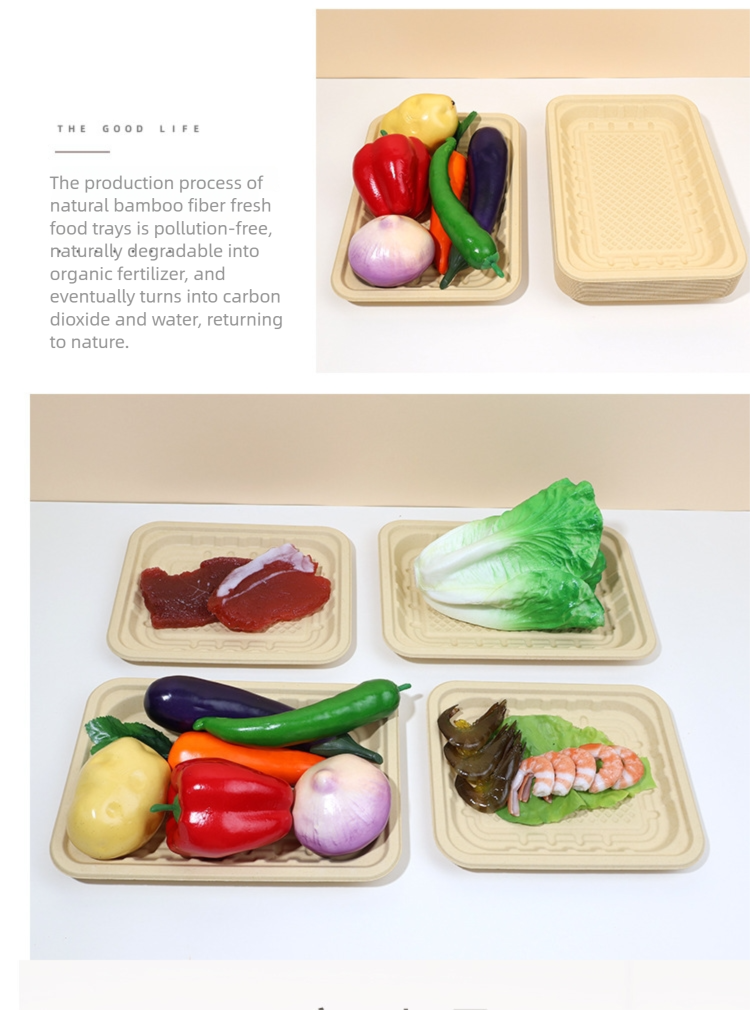 disposable bamboo fiber tray, food grade biodegradable fresh meat dish, supermarket fresh fruit tray, fresh keeping vegetable tray, special for fresh food