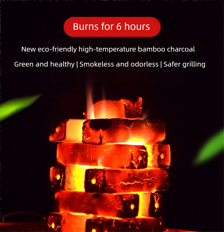 pure bamboo powder high temperature barbecue charcoal, smokeless and heat resistant