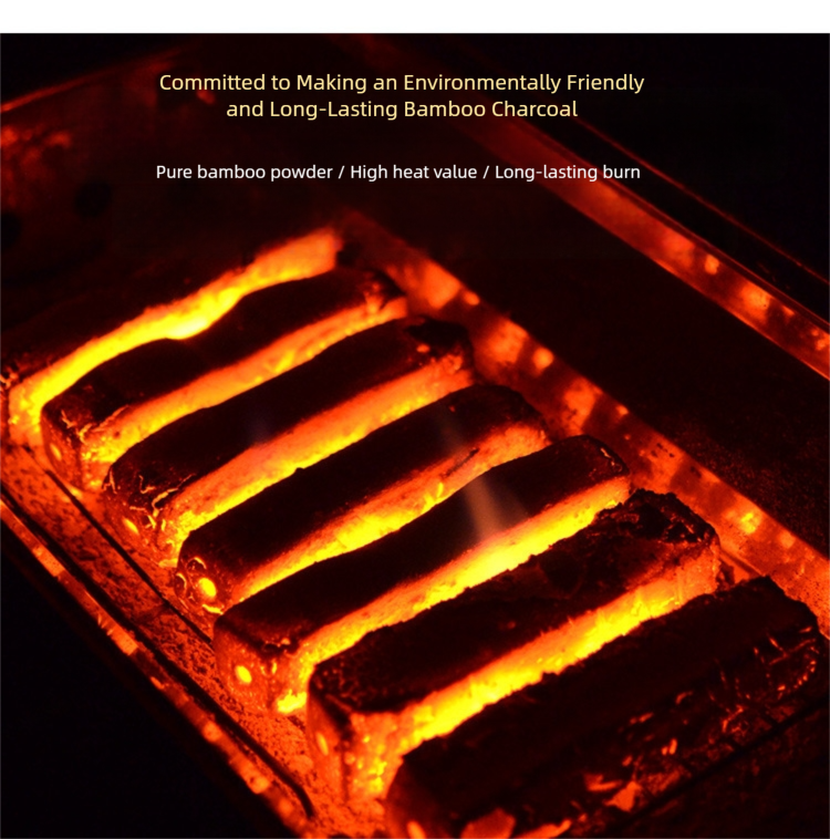 pure bamboo powder high temperature barbecue charcoal, smokeless and heat resistant