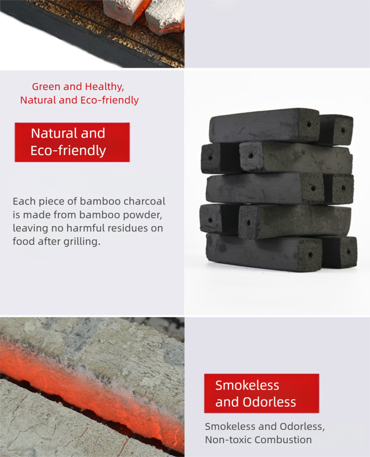 pure bamboo powder high temperature barbecue charcoal, smokeless and heat resistant