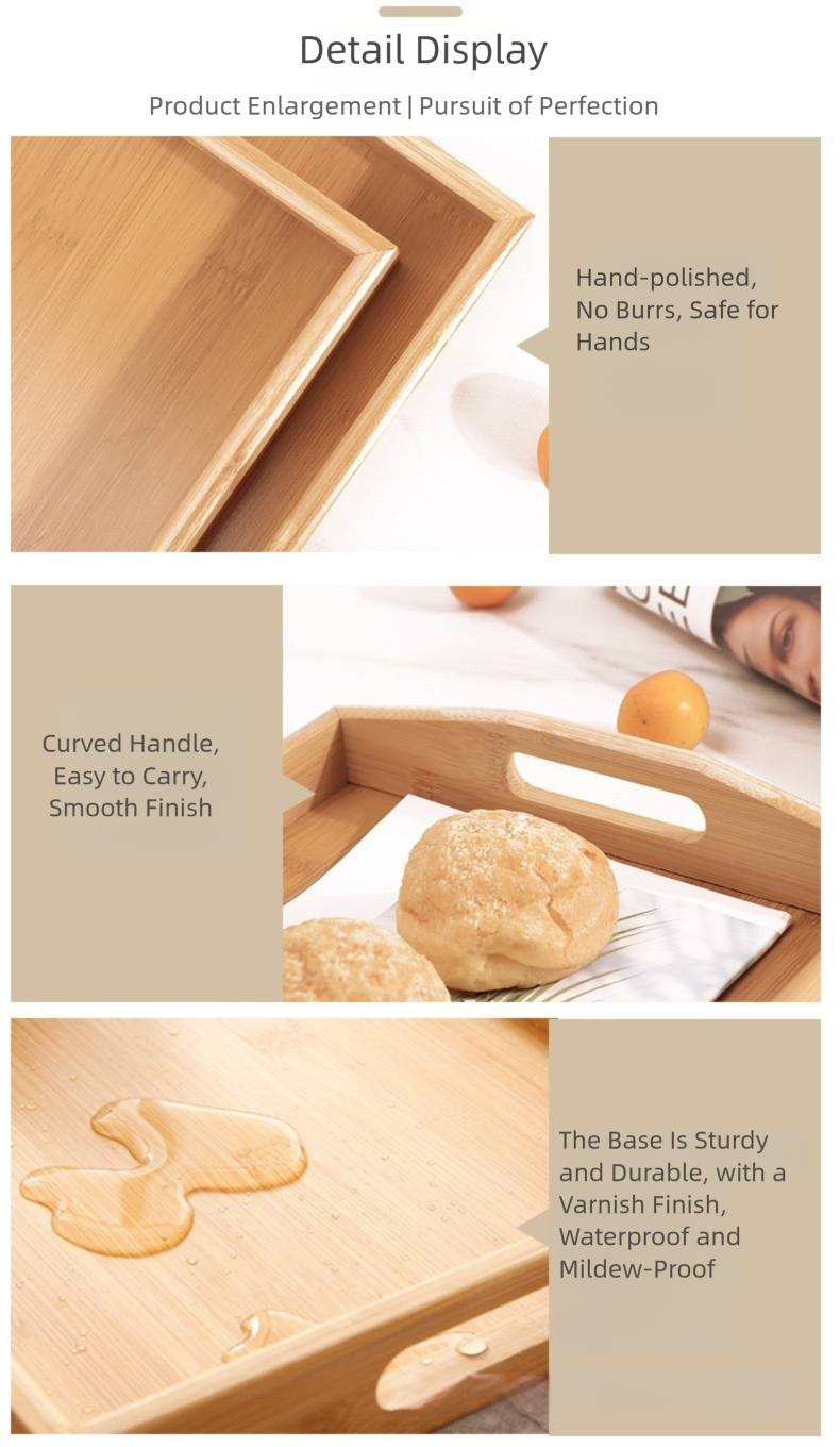 original bamboo bining tray, tea tray, fruit hand held multi purpose tray